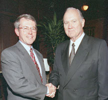 New IPC President Denny McGuirk with keynote speaker Norman Schwarzkopf.